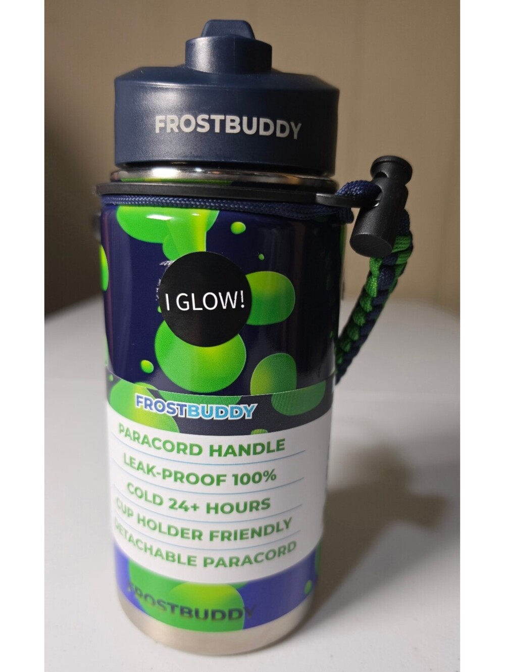FrostBuddy Water Bottle with Paracord Handle and Leak-Proof Design